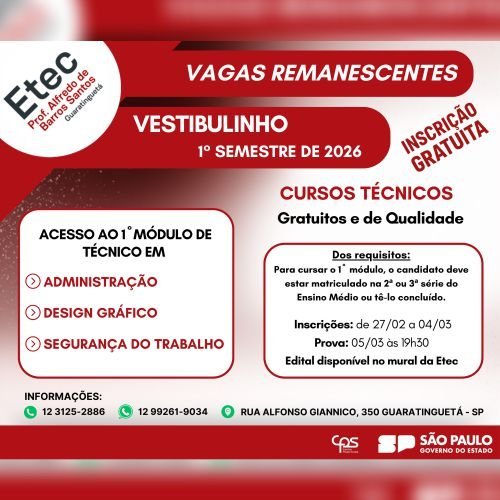 Vagas Remanescentes ADM-Design Gráfico-Segurança do Trabalho