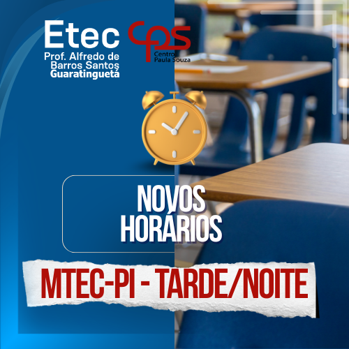 Novos horários MTEC-PI - Período Tarde / Noite